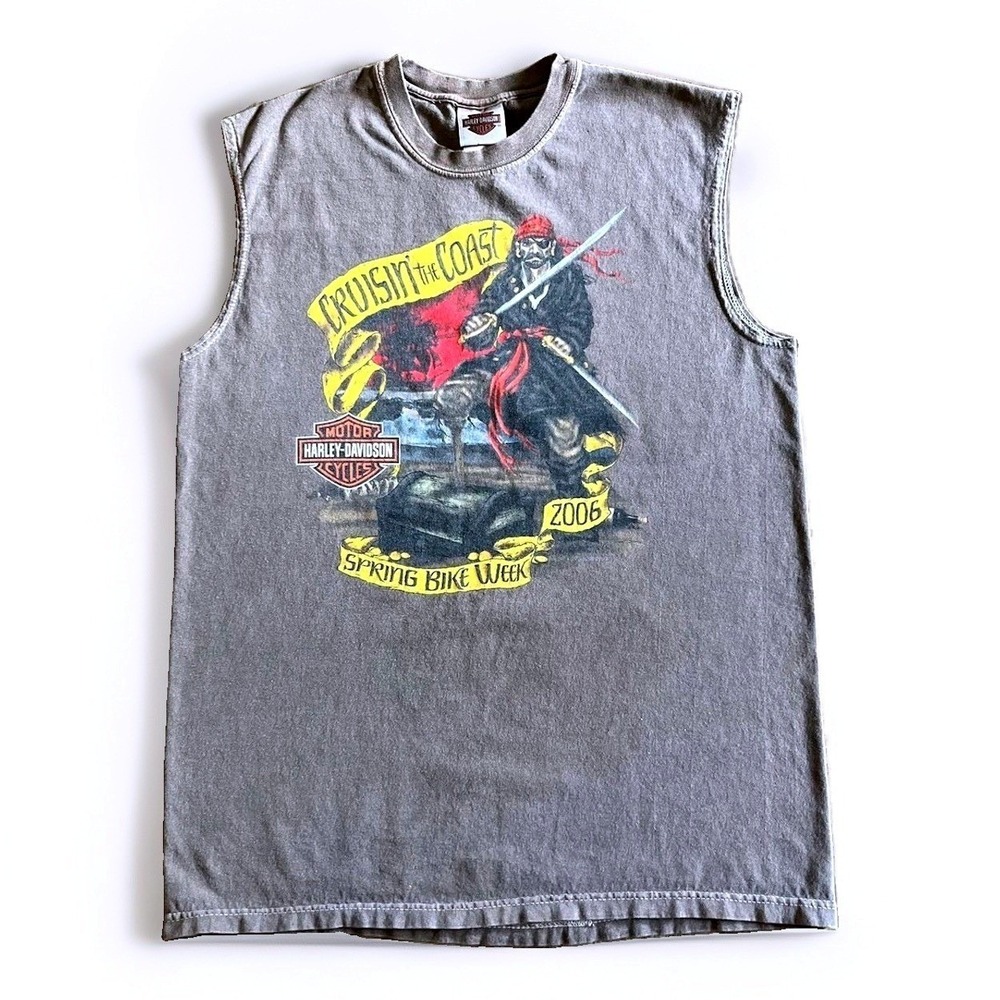 Harley-Davidson Shirt Mens Medium Gray Cruisin The Coast Spring Bike Week 2006